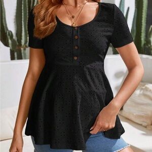 Black Button-Front Maternity Top